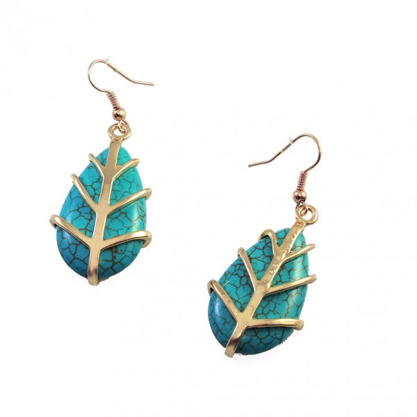 Theon Turquoise Teardrop Stone Earrings